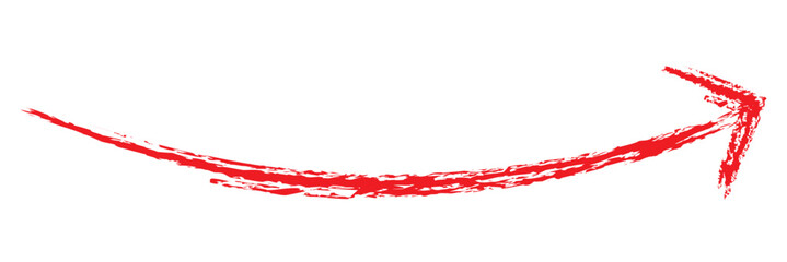 Brushstroke hand drawn arrow design element isolated. Red brush arrow.n 11:11