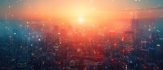 Poster - City concept with modern communication network.