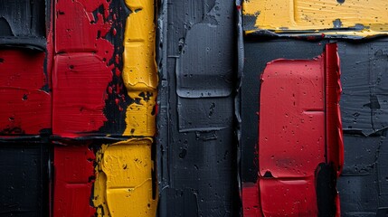 Fototapete - Design an abstract painting with bold, energetic brushstrokes in shades of red and yellow, conveying a sense of passion and