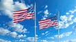 Flags of the United States waving over blue sky in Washington DC, USA flag, Happy Memorial day, Concept Holiday