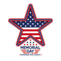 Poster - Memorial Day star in the United States of America. American star with national flag. Vector illustration.