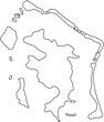 dash line drawing of bora bora island map.