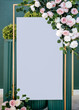 White board decoration with flowers with copy space for your text.