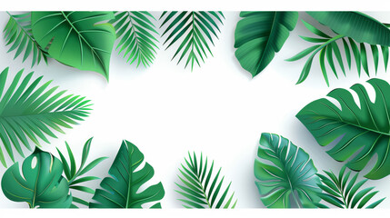 A green leafy background with a white background