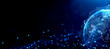 © DesignHubpro - Abstract background with digital technology and the global network concept, planet earth in the form of glowing particles and connecting lines and dots. futuristic, technology, connection, earth