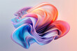 Abstract colorful swirl of soft textures, giving a sense of motion and fluidity with a harmonious gradient from blue to pink, reminiscent of a blooming flower on a light pastel background