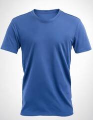 Blue t shirt front and back view, isolated on white background. Ready for your mock up design template 