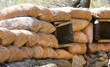 detail of the sandbags of the trench at the front of the battlefield used by the soldiers to shelter themselves