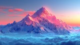 Fototapeta  - Majestic Snow-Capped Mountain Peaks in Perfect Focus Generative AI