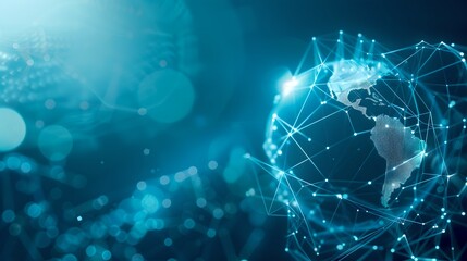Aufkleber - Futuristic Digital World Concept, Network Connections and Data Flow. Abstract Technology Background, Global Connectivity Visual. AI