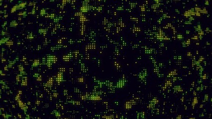 Animated technological background with randomly glowing dots and fading out.