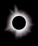 Fototapeta  - The size and nuanced details of the corona emanating from the sun is displayed during the April 8, 2024 total solar eclipse.