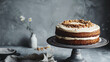 Indulge in the irresistible charm of our Carrot Cake, presented against a sophisticated grey background with high key lighting, accentuating its delectable features. This classic dessert boasts