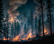 scary forest fire concept. Ecological threat. Disaster