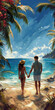 Paar hält Händchen in der Nähe des Strandes, exotisch