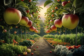 Wall Mural - apples on a tree