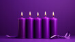 four purple advent candles, minimalistic сreated with Generative Ai