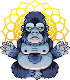Fototapeta Dinusie - funny gorilla meditating, illustration design