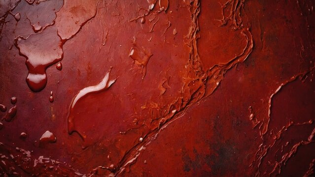 Abstract Red Textured Background with Liquid Streaks