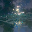 Ethereal Beauty: A Dreamy Summer Storm Reflection in a Serene Pond