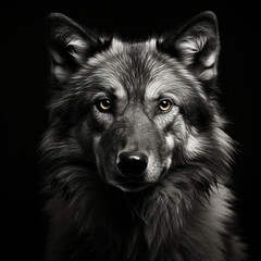  wolf 4k portrait high contrast hard lighting with dark background сreated with Generative Ai