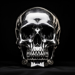 Wall Mural - light skull 4k high contrast hard lighting black and white photography with dark background сreated with Generative Ai