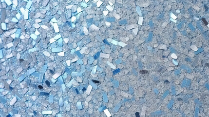 Poster - Abstract shiny background with blue glitter waves. Scattered confetti sparkles with light blue color.