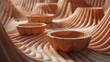 3d render of a wooden table with bowls