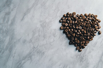 Wall Mural - Heart Made of Coffee Beans on Marble Surface