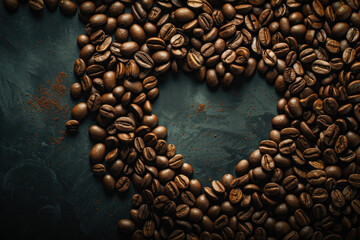 Wall Mural - Heart Formed by Coffee Beans