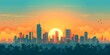 Vibrant City Skyline at Dazzling Sunset Showcasing Urban Growth Development and Planning