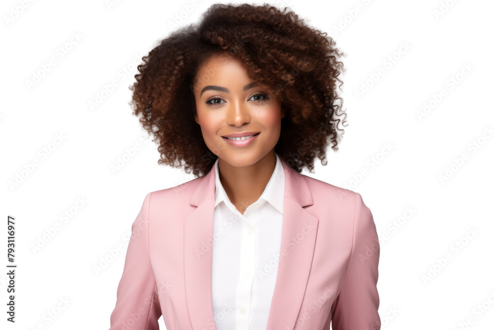 Portrait of beautiful African American Business woman wear bright suit ...
