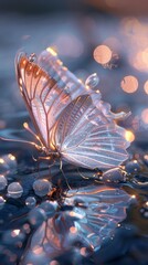 Wall Mural - A Stunning Close-Up of a Butterfly with Water Droplets on Its Wings