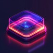 3D rendering of a glowing neon square