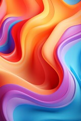 Poster - b'Colorful abstract 3D rendering of a wavy surface'