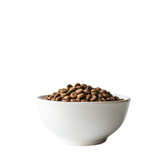 Sticker - A white ceramic bowl filled with dry pet food stands alone on a transparent background leaving space for additional content