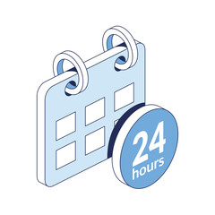 Poster - Calendar 24 hour. Vector 3d line isometric, color web icons, new flat style. Creative design idea for infographics.