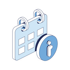 Poster - Calendar info. Vector 3d line isometric, color web icons, new flat style. Creative design idea for infographics.