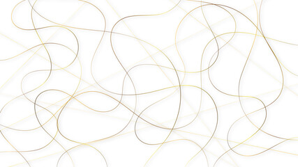 Wall Mural - Colorful random pattern line stroke on a transparent background. Decorative golden pattern with tangled curved lines. Random chaotic lines abstract geometric pattern vector background.	
