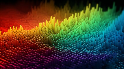 Poster - Colorful Abstract 3D Wave Pattern with Neon Gradient