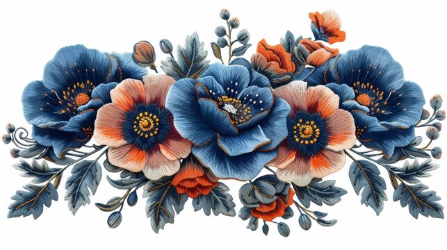 vintage fashion trendy design modern illustration art of rose poppy daisy flowers. women slim jeans 