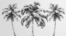 The Tropical Paradise Island Landscape Design Is Illustrated With A Single Continuous Line Drawing Of A Coconut Tree Palm.