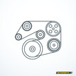 Auxiliary belt and pulleys icon. Vector illustration