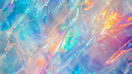 Wall Mural - Holographic background, shining opal. The texture of reflective crystal or glass