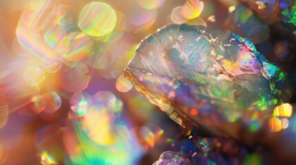 Wall Mural - opal blurred background. mother-of-pearl backdrop in light tones of pink, yellow and blue with highl