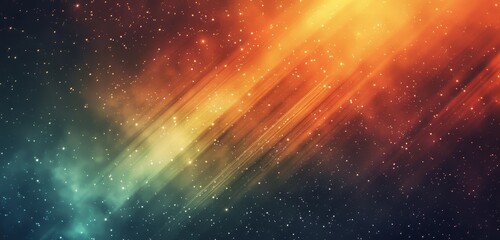 Wall Mural - Rainbow colours streak across a starry space backdrop.