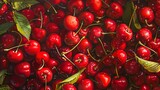 Juicy Delight: A Lush Cluster of Ripe Cherries.