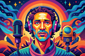 Poster - A captivating podcast cover art with vibrant colors and intriguing visuals draws listeners in.
