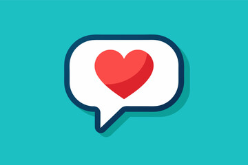 Poster - A classic message bubble icon reimagined with a heart shape, symbolizing communication and love.