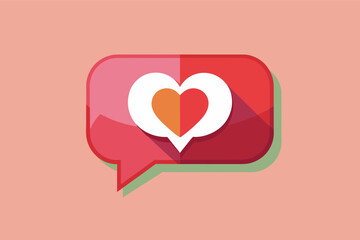 Poster - A classic message bubble icon reimagined with a heart shape, symbolizing communication and love.